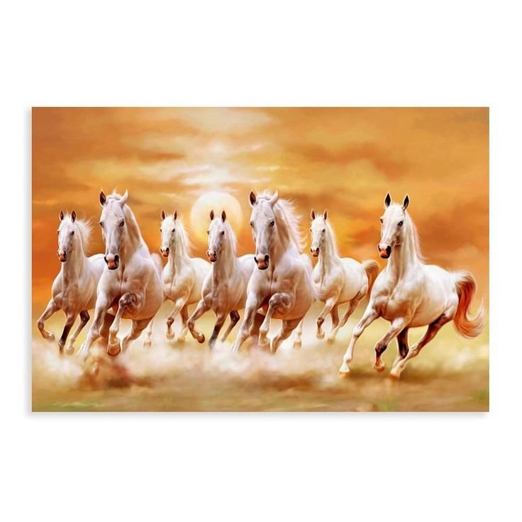 Seven Lucky Running Wild Horses Wall